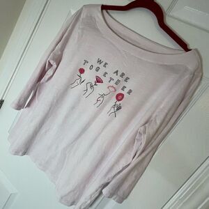 Loft cotton light pink 3/4 sleeve We Are Together T-shirt XL